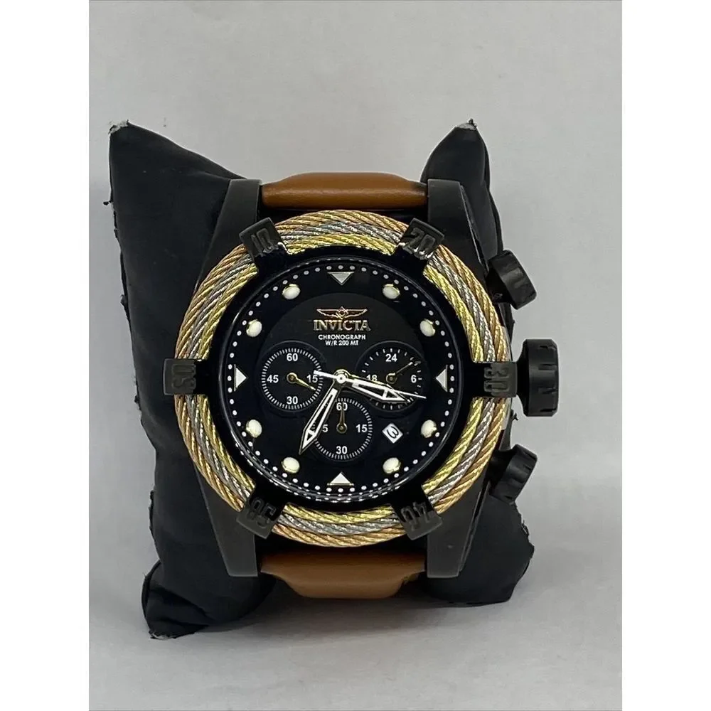 Invicta Bolt 23055 Mens Brown Leather Analog Dial Japan Quartz Wrist Watch RQ374